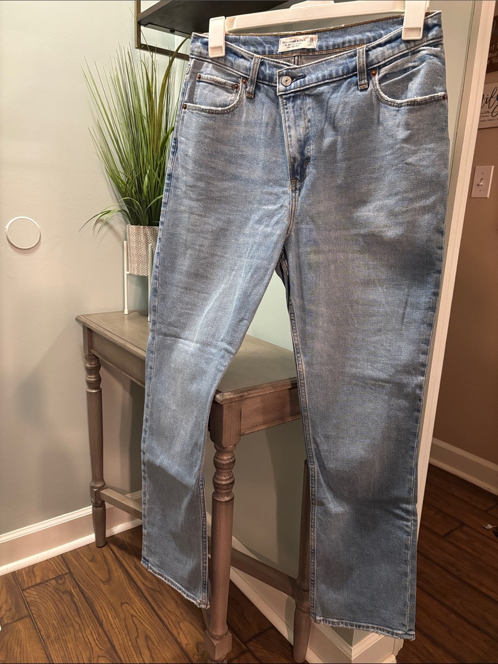 Abercrombie Light Wash Jeans with Asymmetrical Zipper